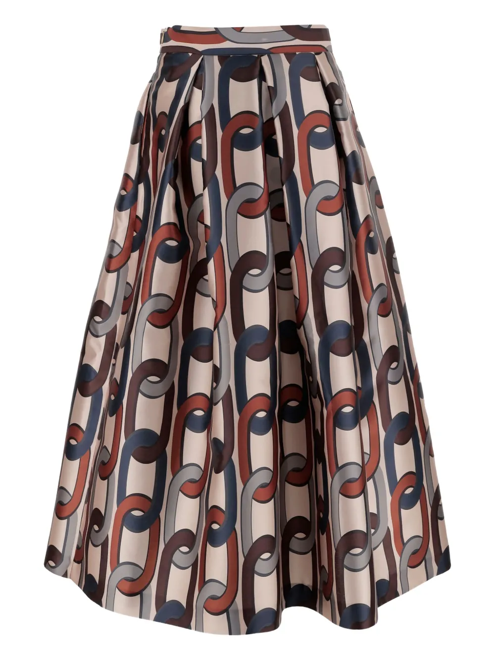 Lunatica Milano Chain-print Pleated Midi Skirt In Neutral