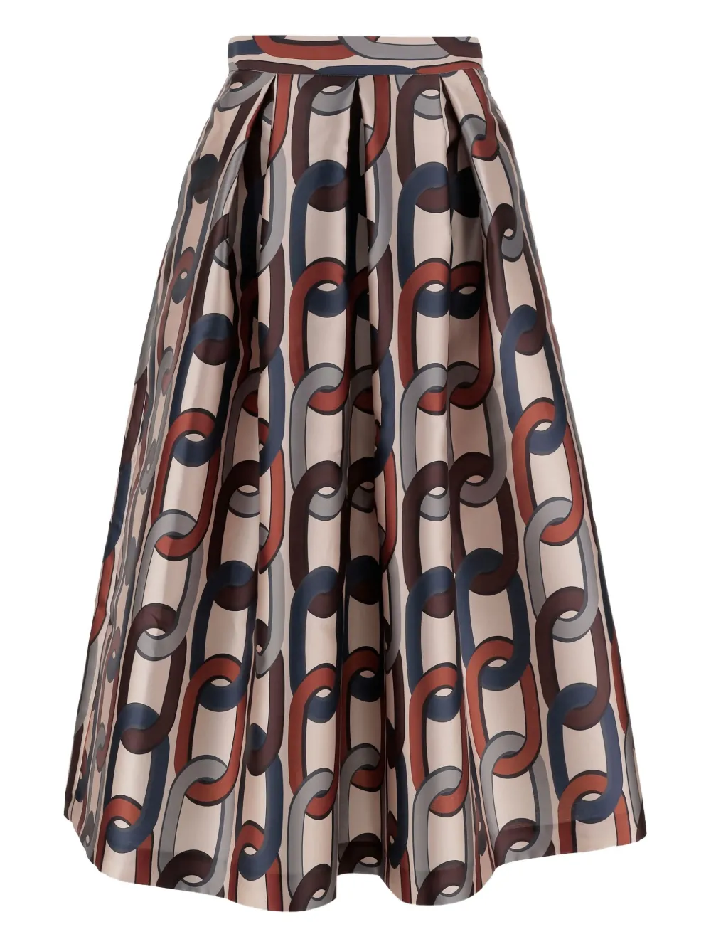 Lunatica Milano Chain-print Pleated Midi Skirt In Neutral