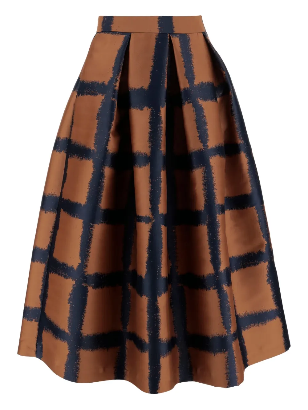 Lunatica Milano Grid-pattern Midi Skirt In Brown