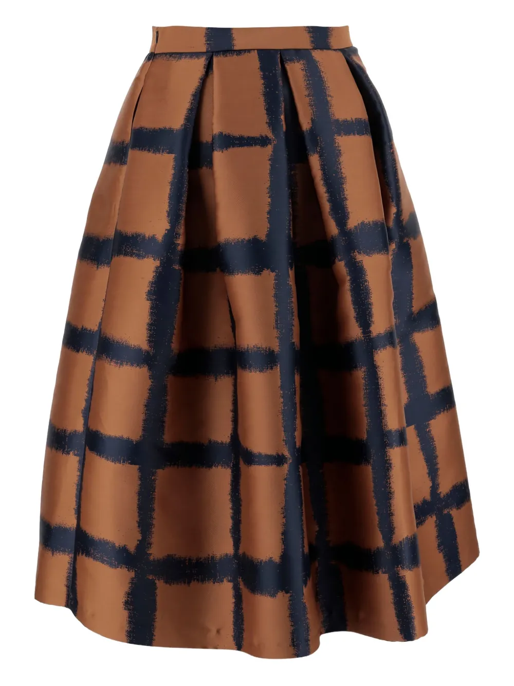 Lunatica Milano Grid-pattern Midi Skirt In Brown
