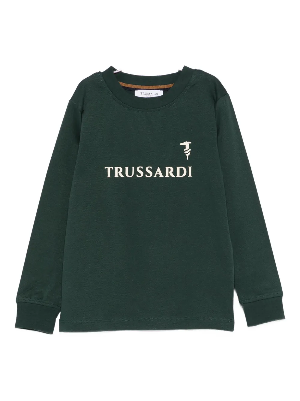 Trussardi Junior Logo-print Long-sleeved Sweatshirt In Green