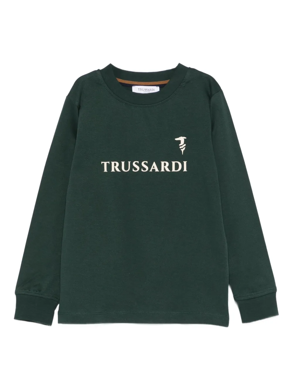 TRUSSARDI JUNIOR logo-print long-sleeved sweatshirt | Green | Image 1