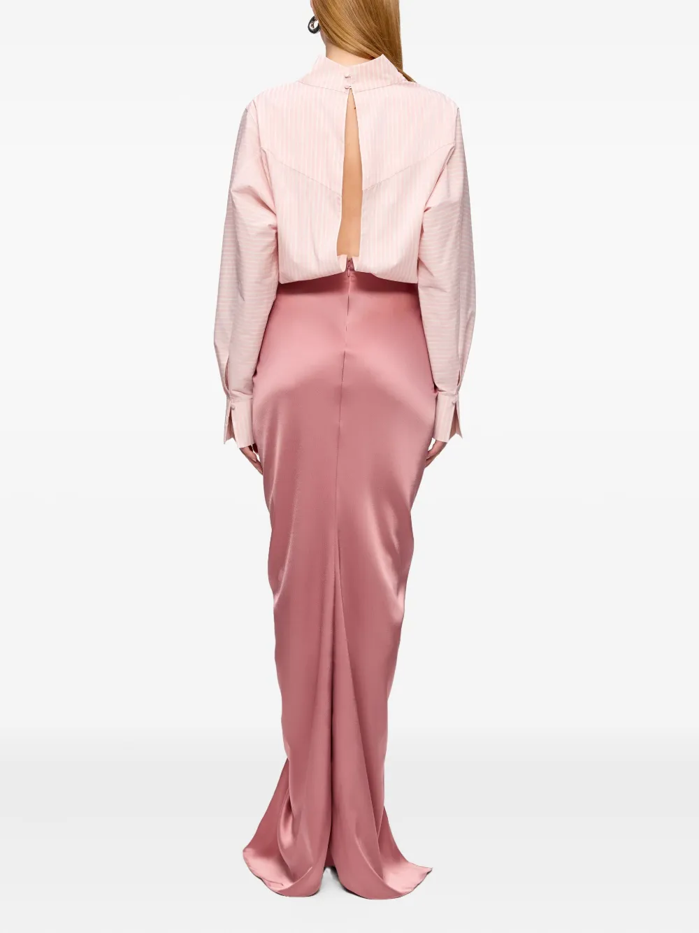 V:pm Atelier Corynna Draped Satin-panel Maxi Dress In Pink