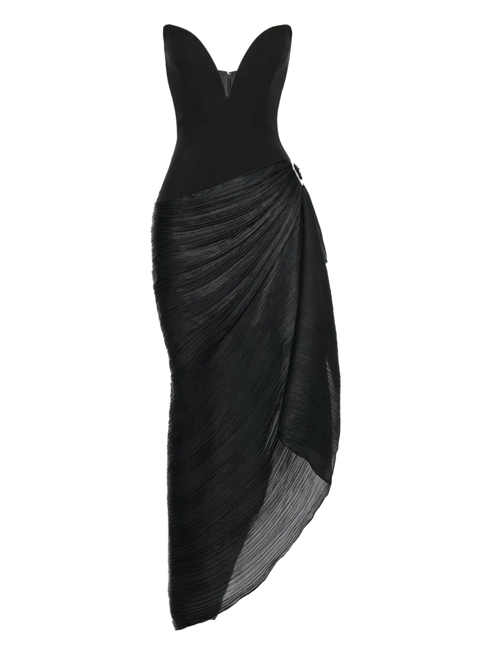 V:PM ATELIER Tess sweetheart-neckline pleated maxi dress - Black