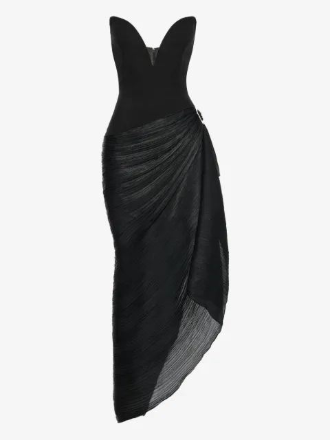 V:PM ATELIER Tess sweetheart-neckline pleated maxi dress