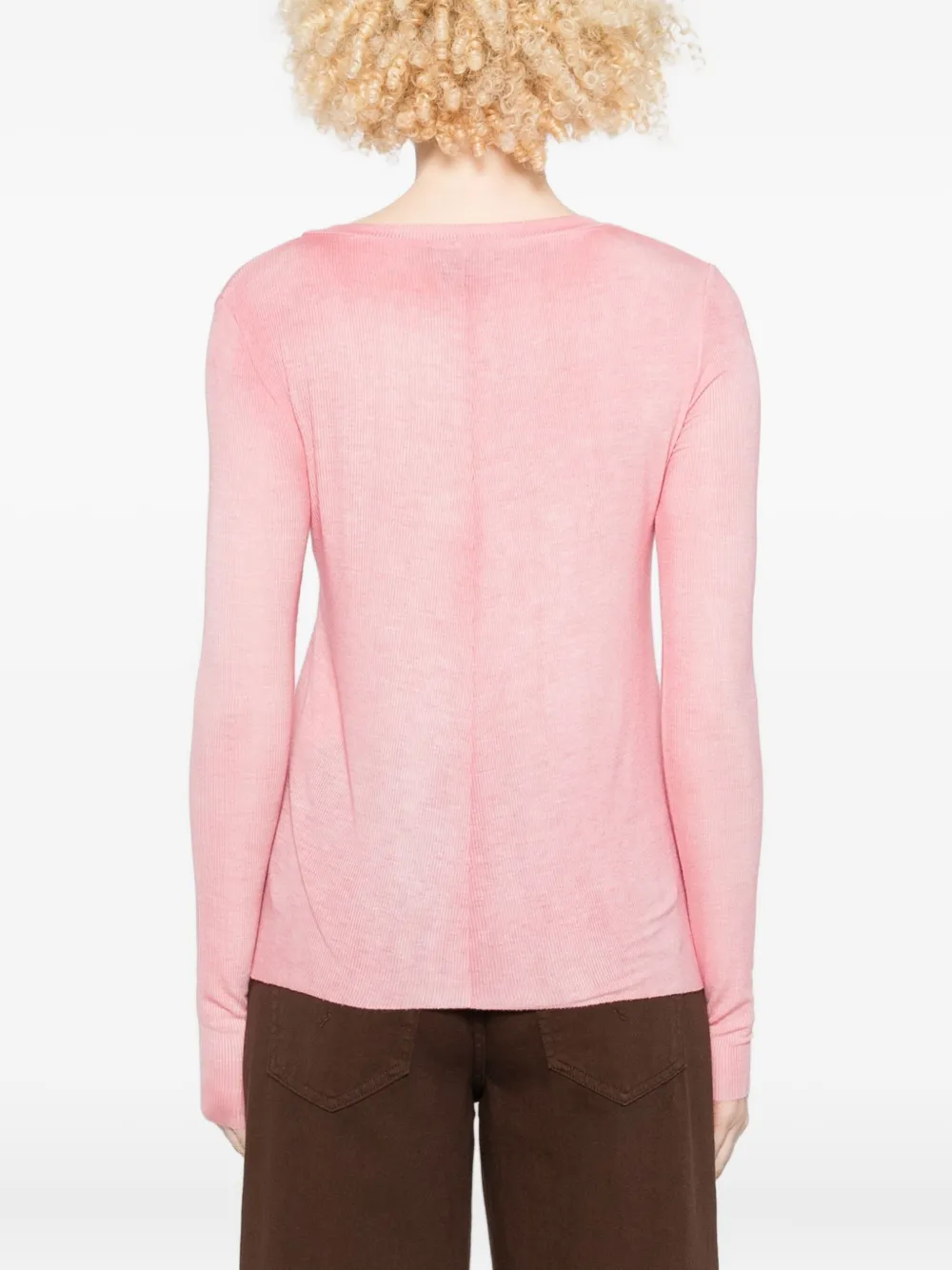 Avant Toi Ribbed Long-sleeve Sweater In Pink