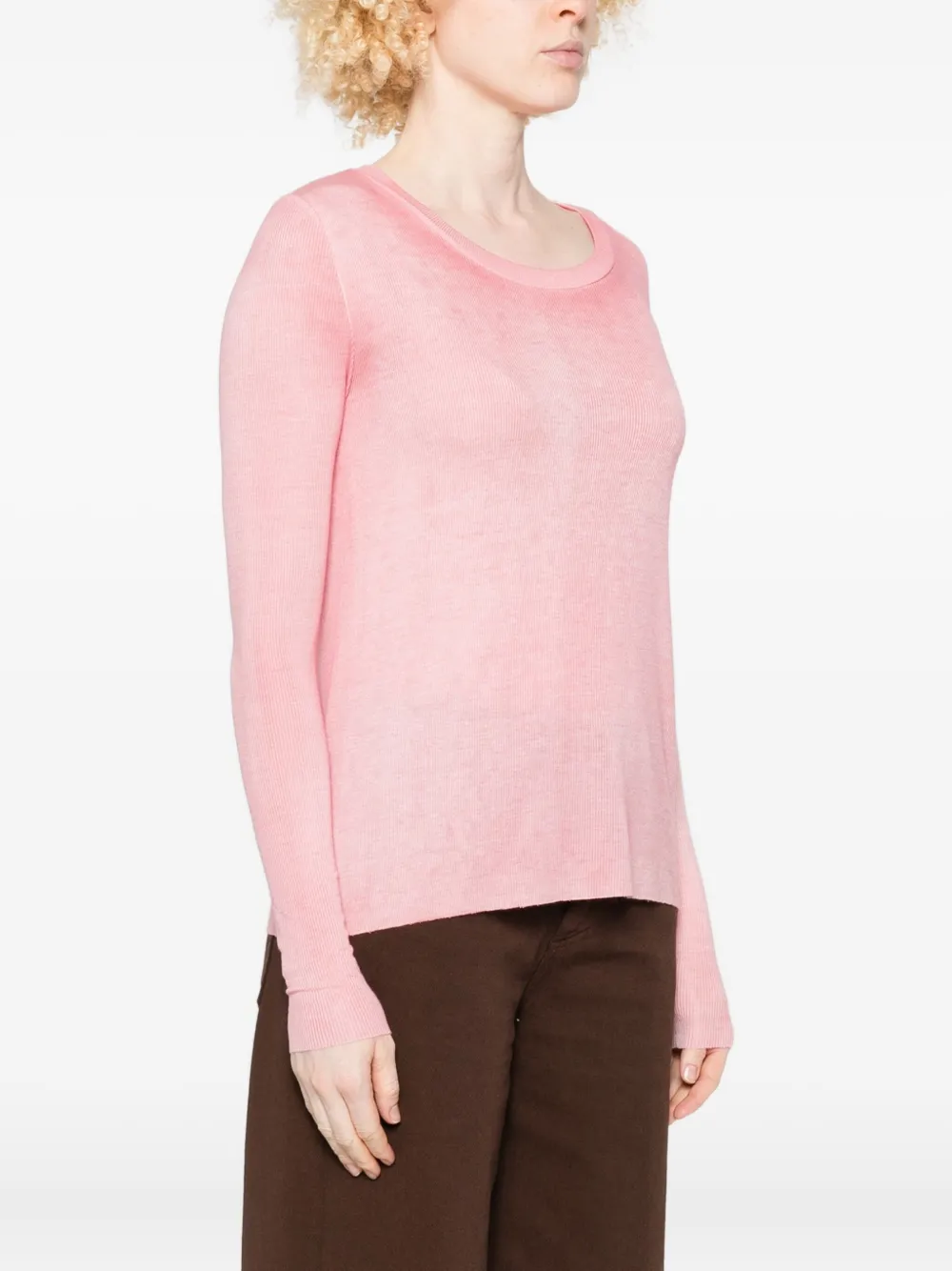 Avant Toi Ribbed Long-sleeve Sweater In Pink