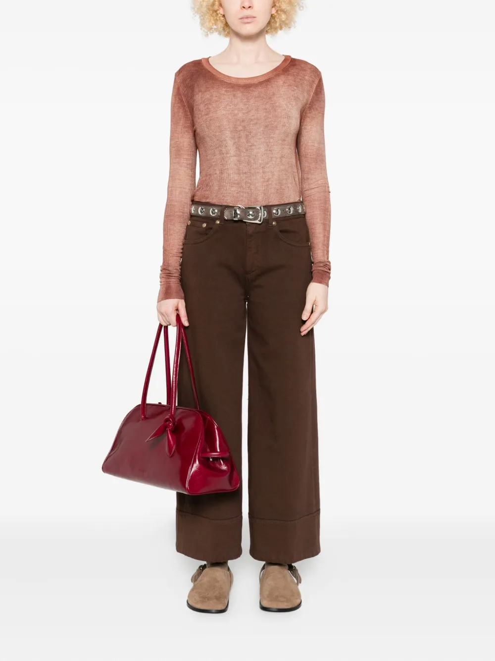 Avant Toi Ribbed Micro Sweater In Red