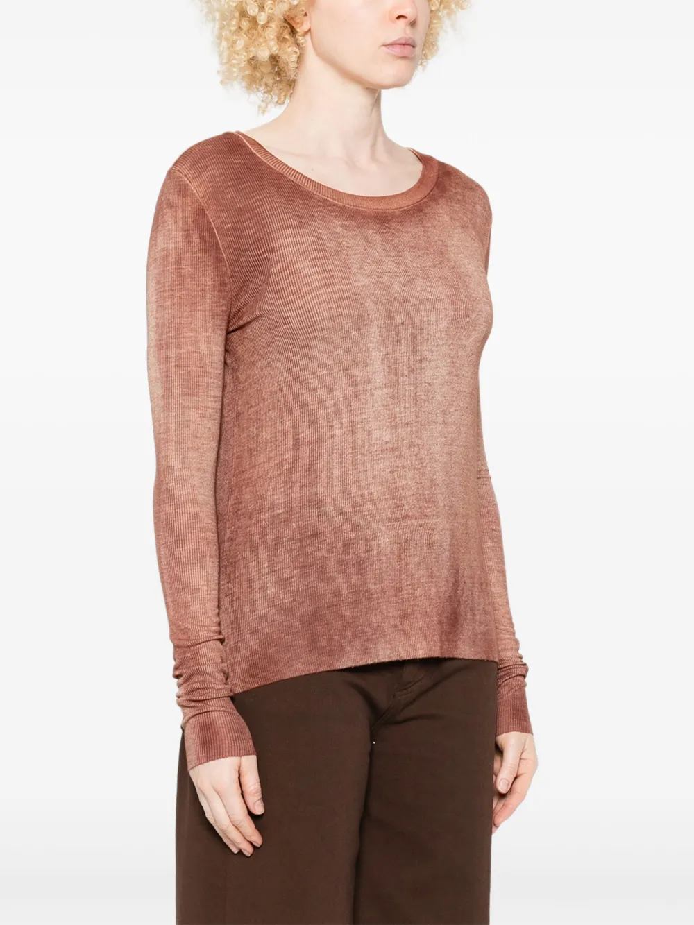 Avant Toi Ribbed Micro Sweater In Red
