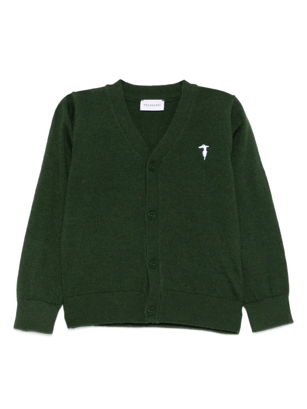 TRUSSARDI JUNIOR embroidered-logo button cardigan | Green | Image 1