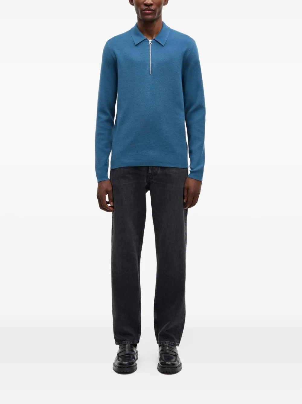 SAMSOE SAMSOE Poloshirt met hals met rits - Blauw