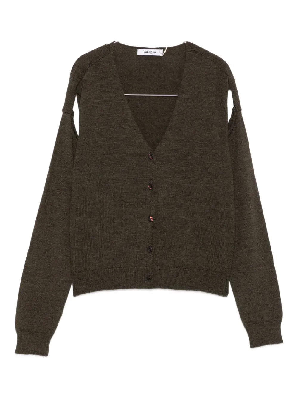 Gimaguas Button-front Shoulder-detail Cardigan In Green