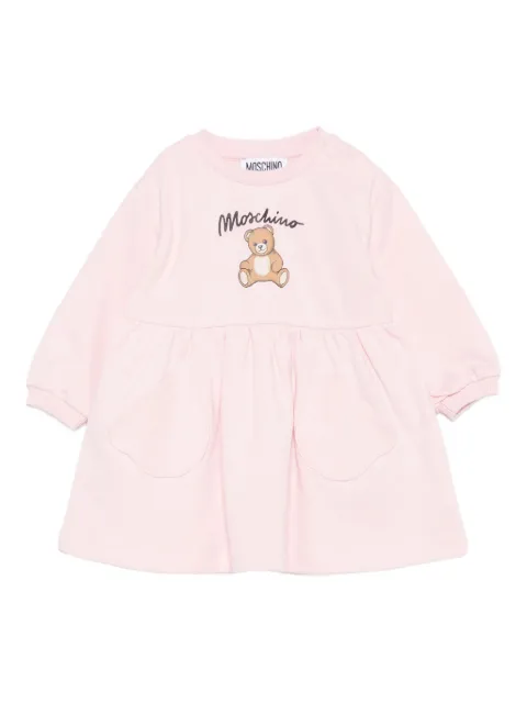 Moschino Kids teddy-print gathered dress