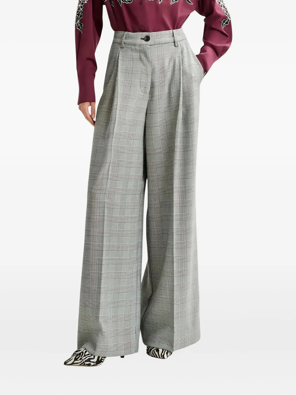 Essentiel Antwerp Check-pattern Trousers In Gray