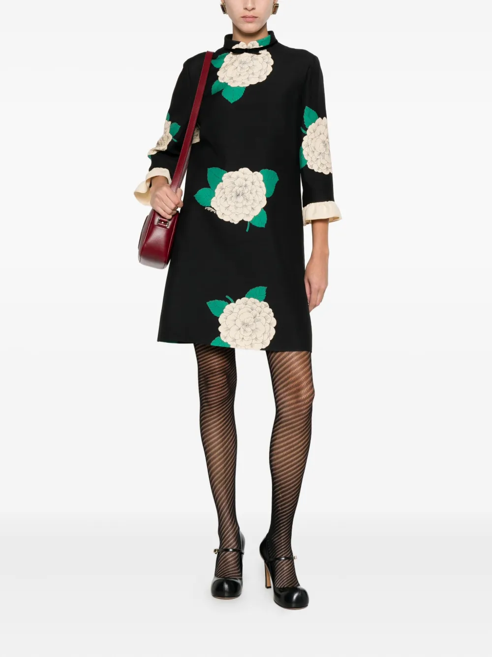 Valentino Garavani Mini-jurk met bloemenprint - Zwart