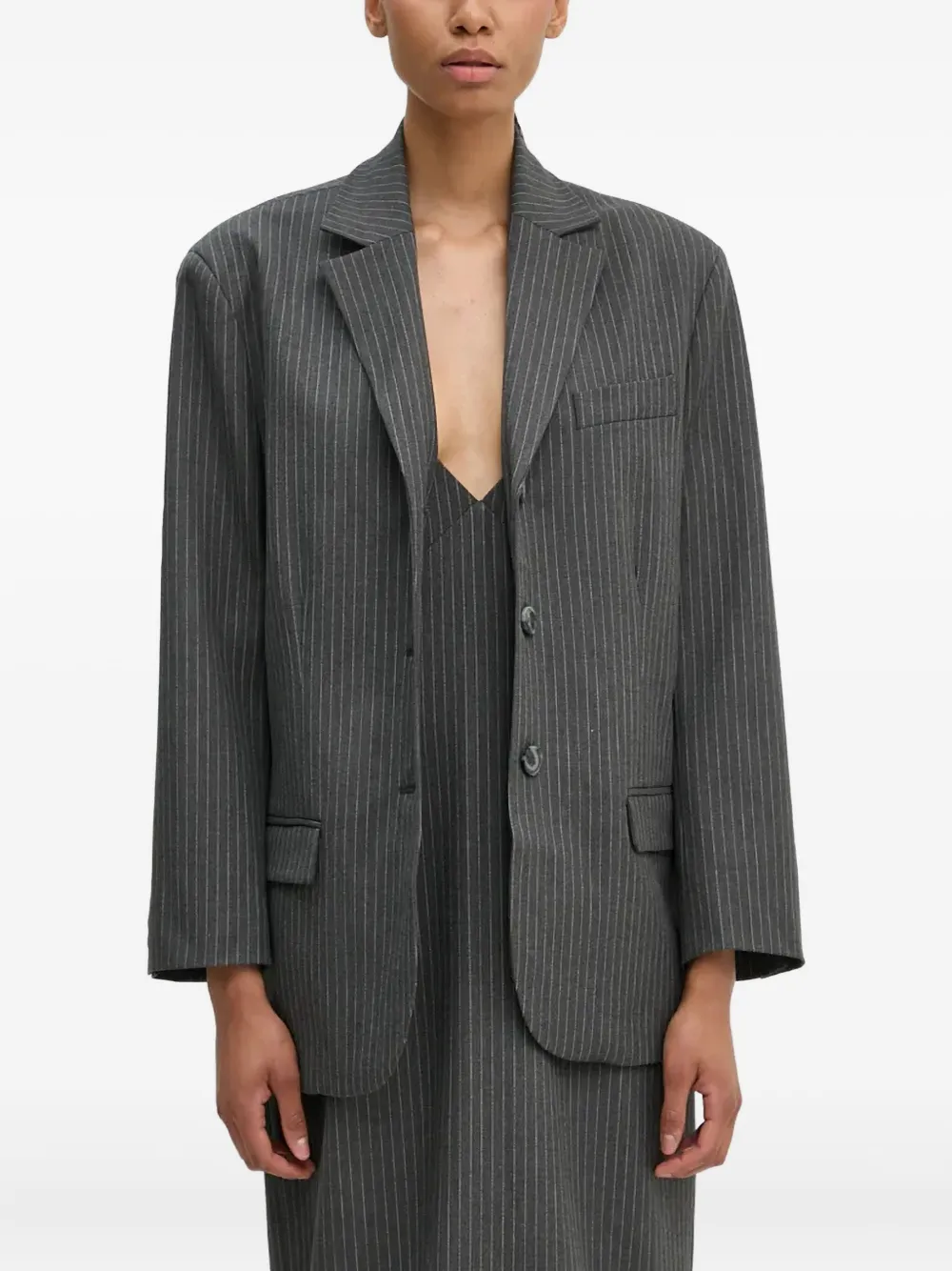 Day Birger Et Mikkelsen pinstripe button blazer | Grey | Image 1