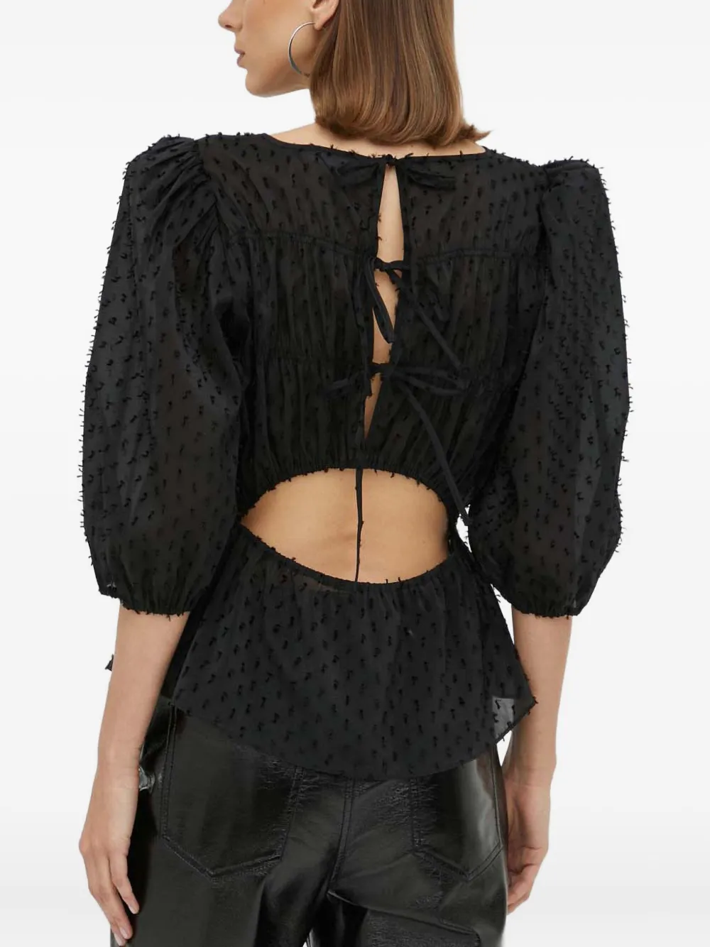 Day Birger Et Mikkelsen Open Back Peplum Top In Black