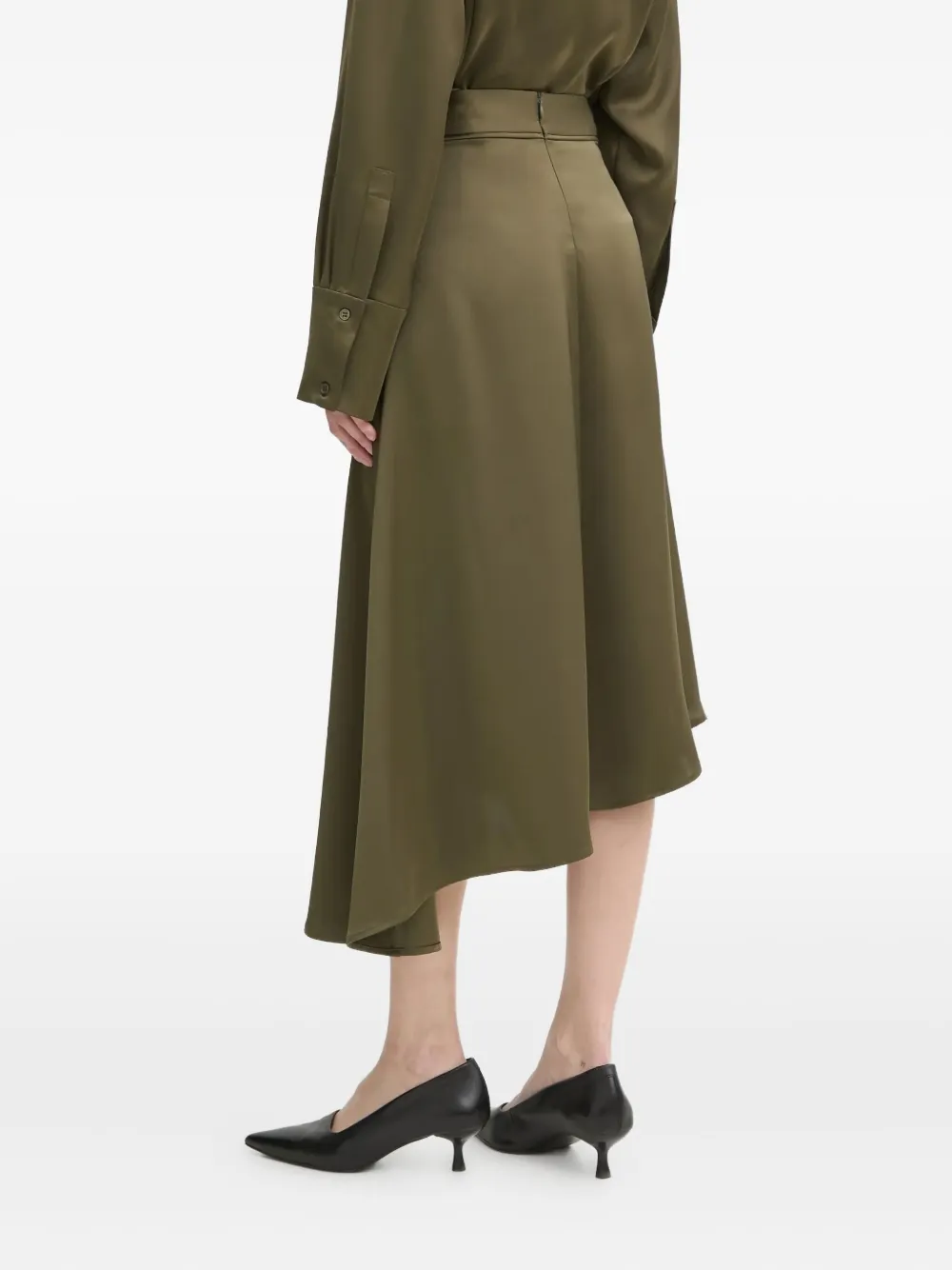 Day Birger Et Mikkelsen Asymmetric Midi Skirt In Green