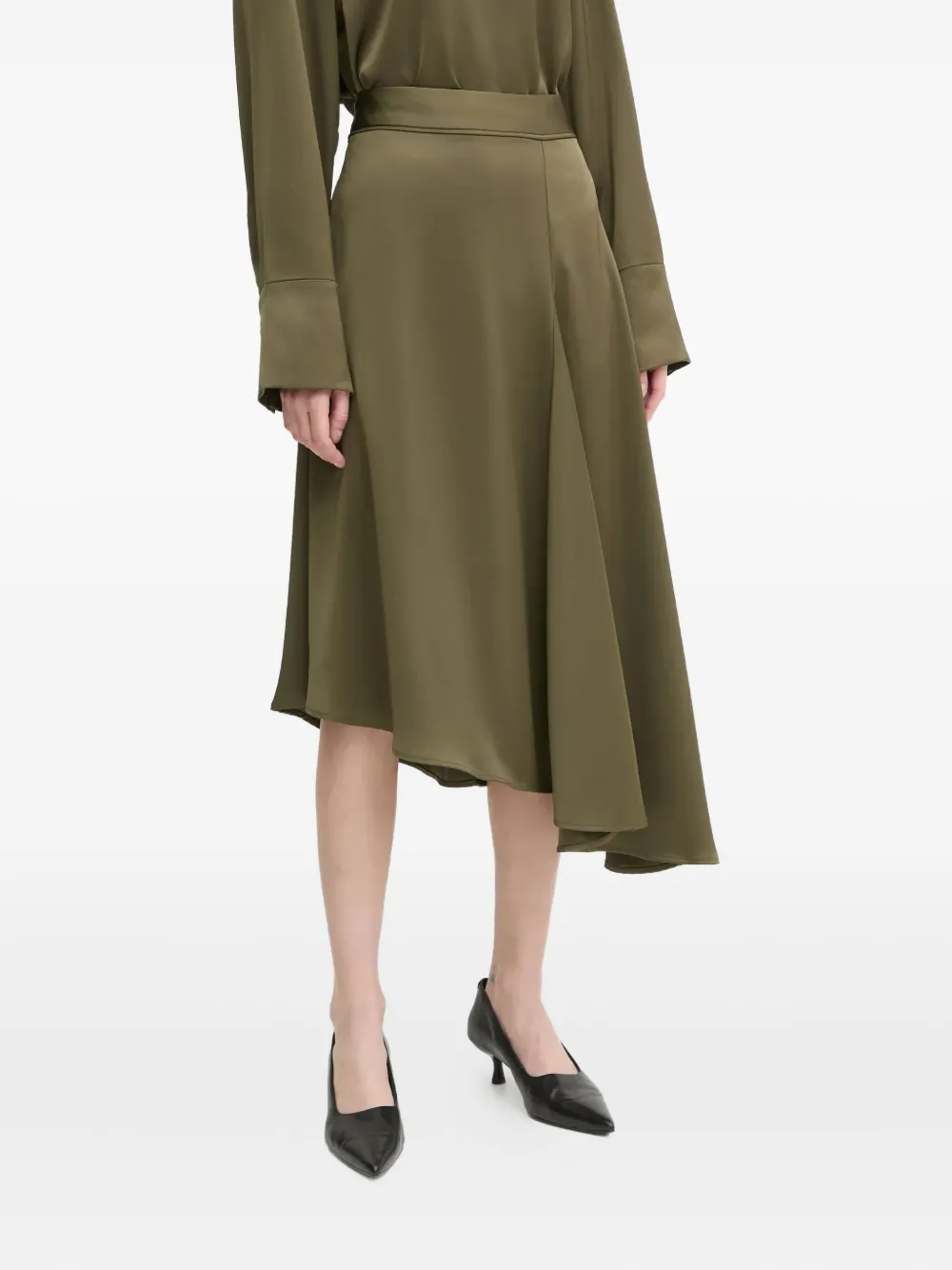 Day Birger Et Mikkelsen Asymmetric Midi Skirt In Green