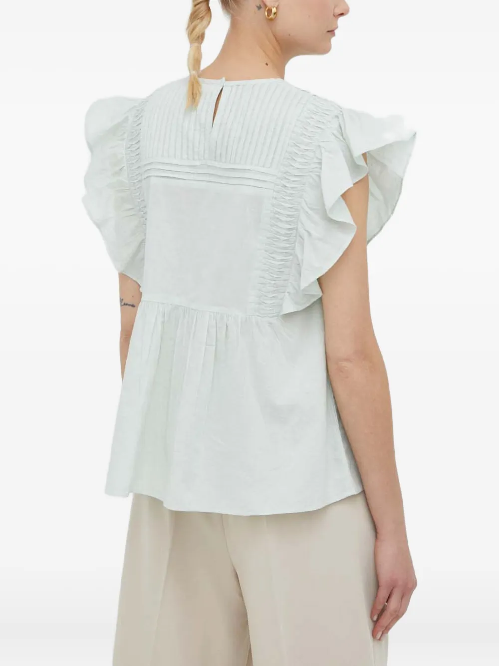 Day Birger Et Mikkelsen Ruffled Blouse In Green