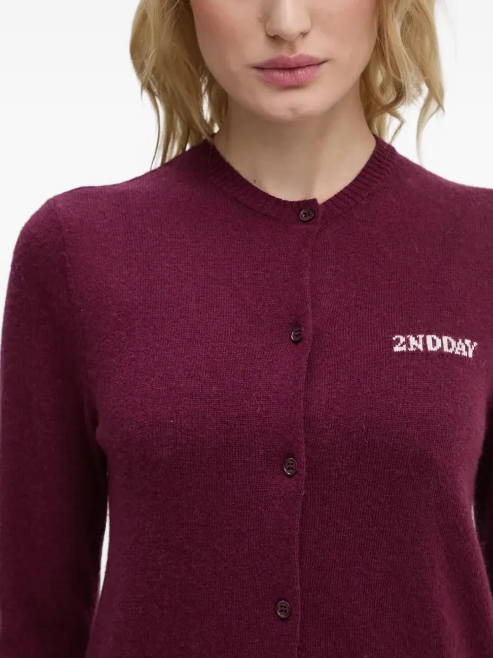 Day Birger Et Mikkelsen Logo-intarsia Cardigan In Purple