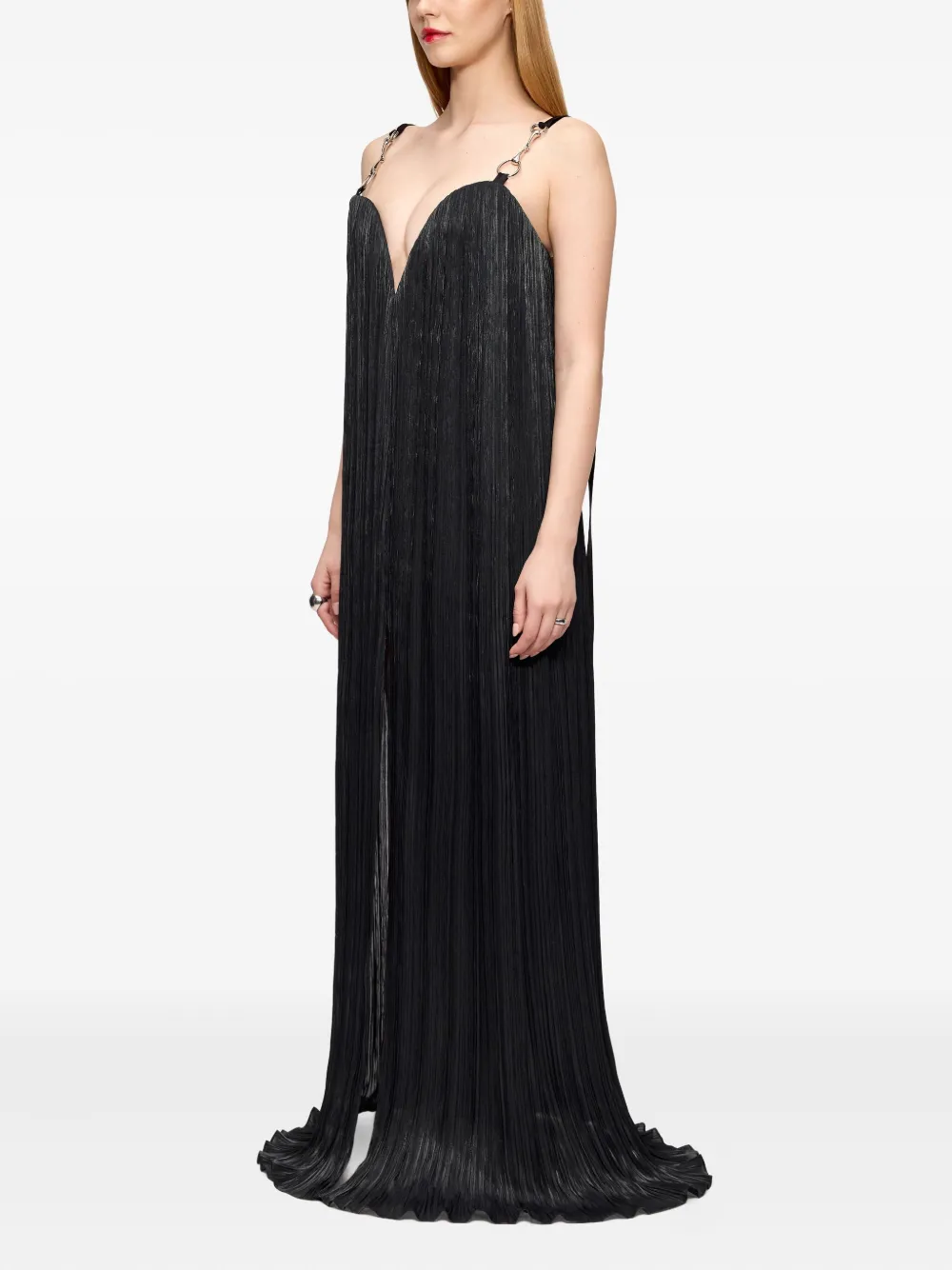  V:pm Atelier Rossa Plissé Strap Maxi Dress - Black 