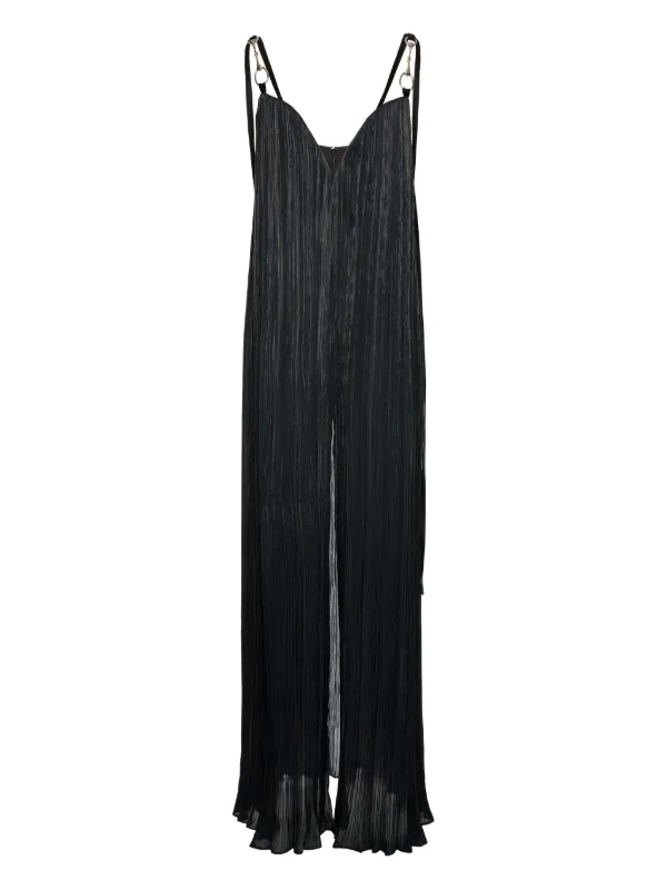 black one shoulder ruffle dress Black One Shoulder Maxi Dress With Ruffle Split Hem main image 1