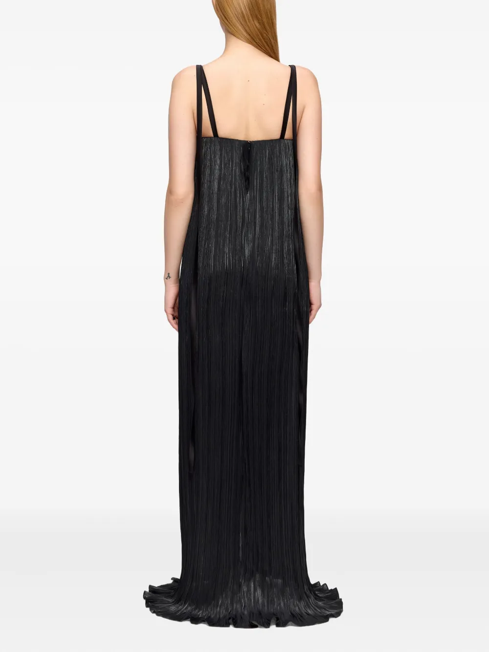 V:PM ATELIER Rossa maxi-jurk met plissé bandje Zwart
