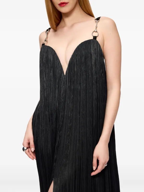 V:PM Atelier Rossa Pliss Strap Maxi Dress - Black