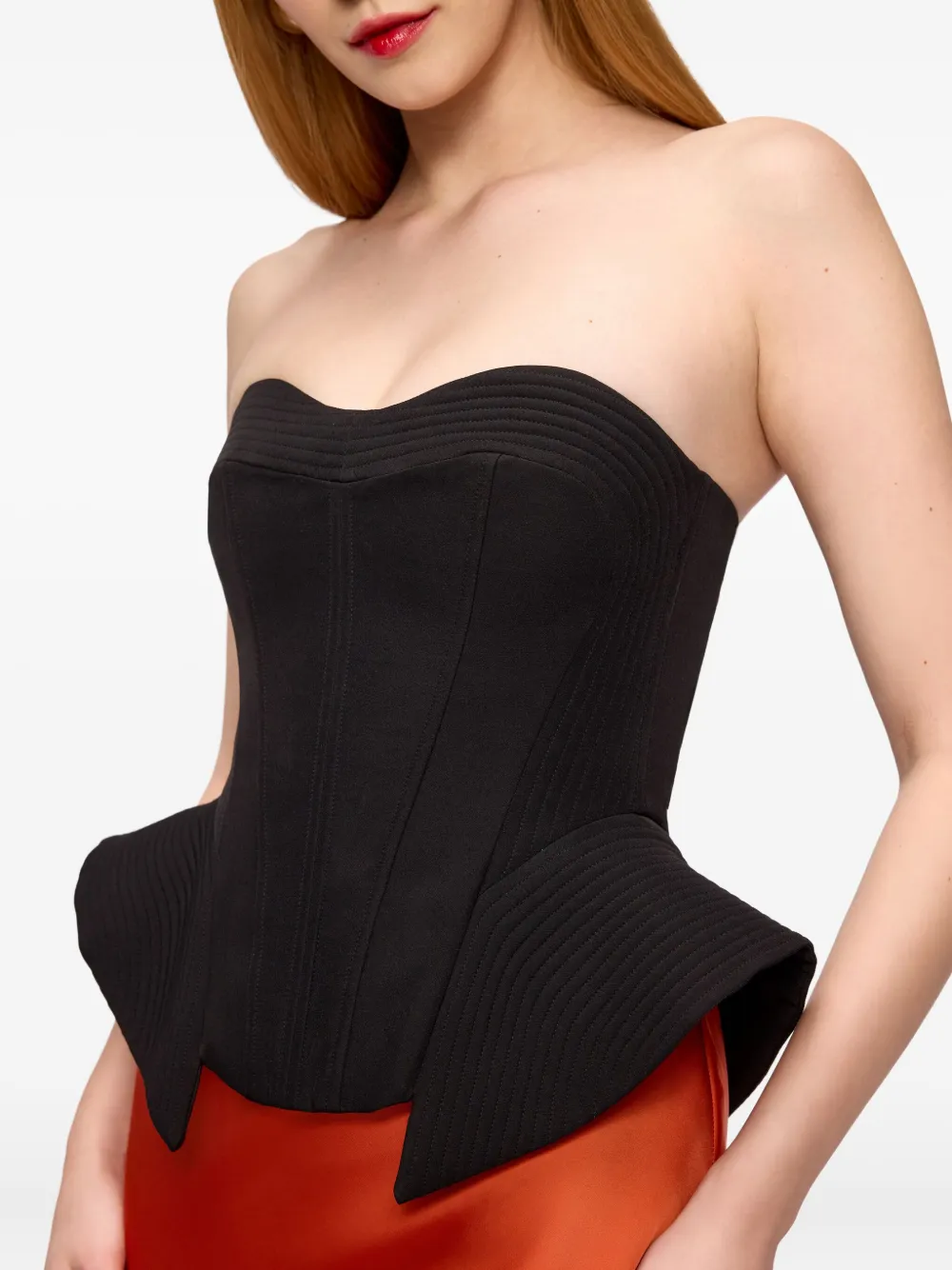 V:PM ATELIER Hunter peplum top Zwart