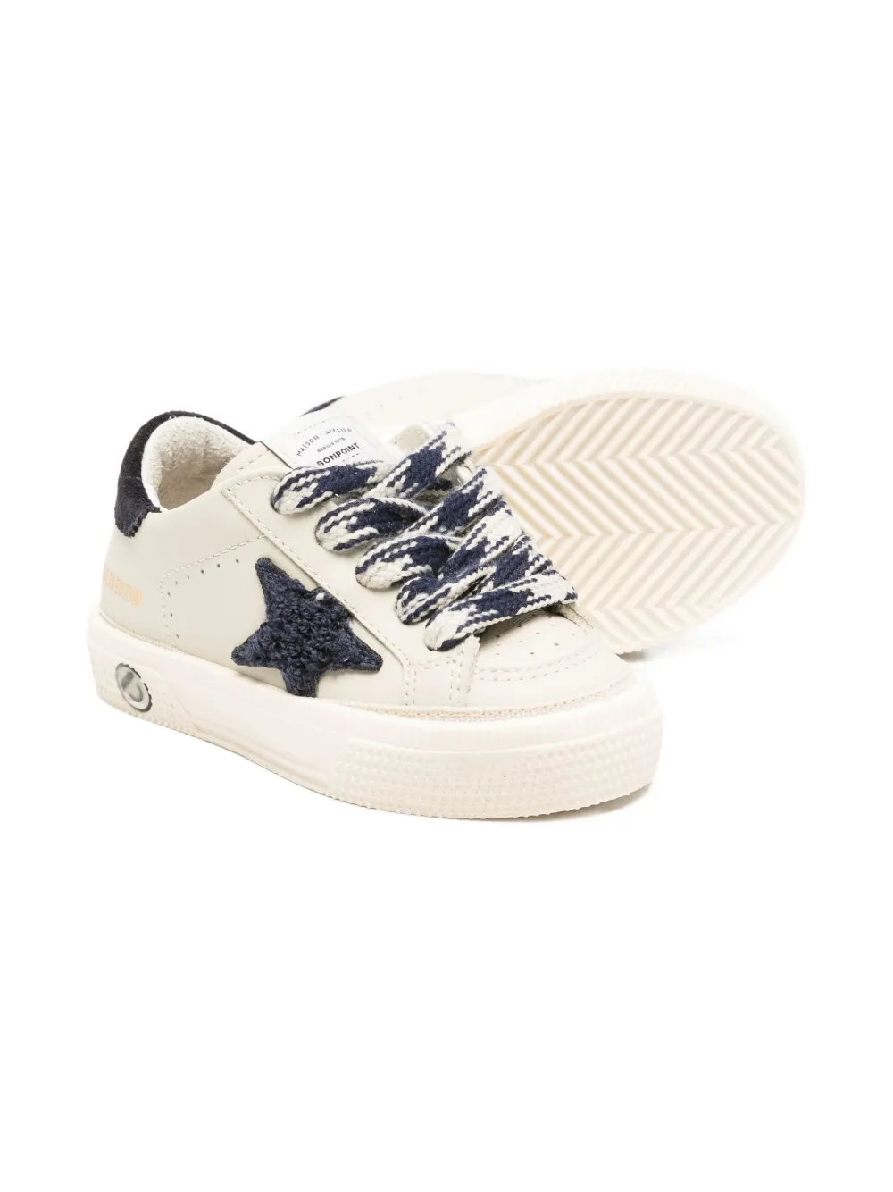 Golden Goose Kids star-appliqué lace-up sneakers Neutrals