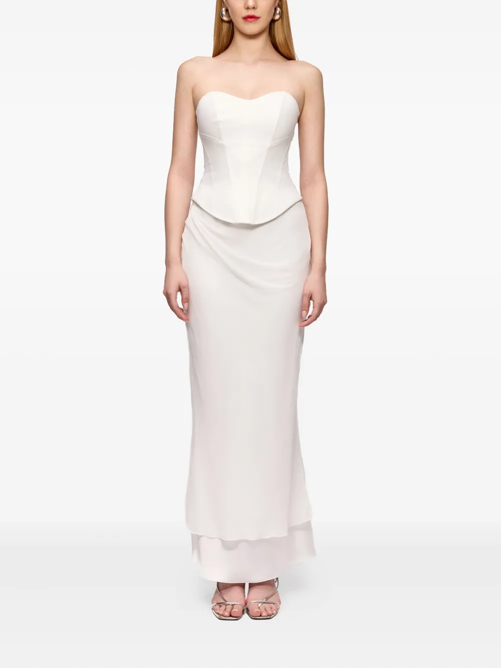 V:PM ATELIER Sammy draped double-layer maxi skirt - Wit