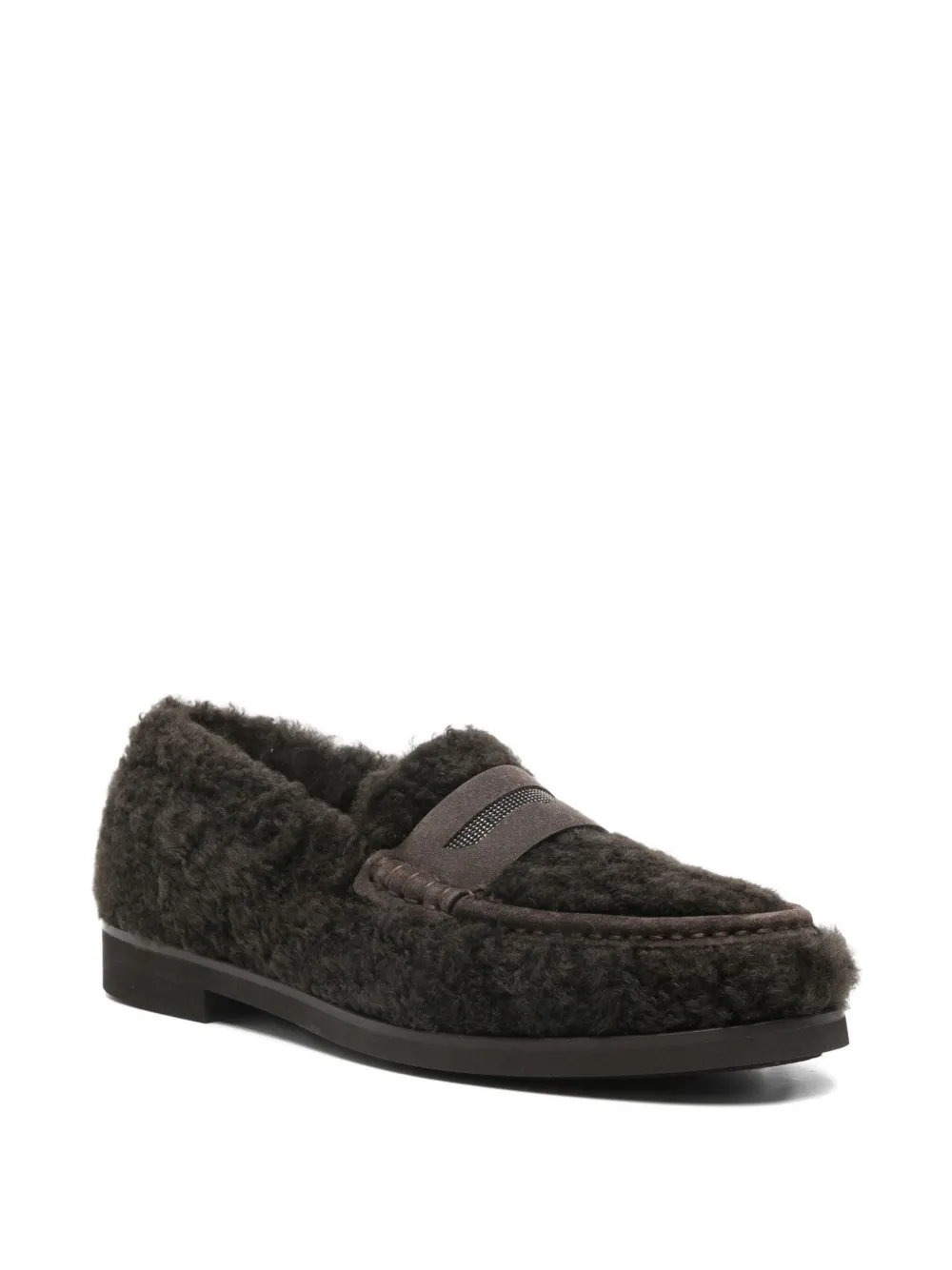 Brunello Cucinelli shearling penny loafers - Bruin