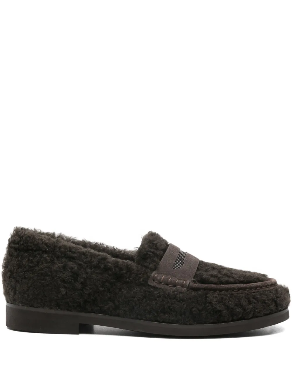Brunello Cucinelli shearling penny loafers Brown