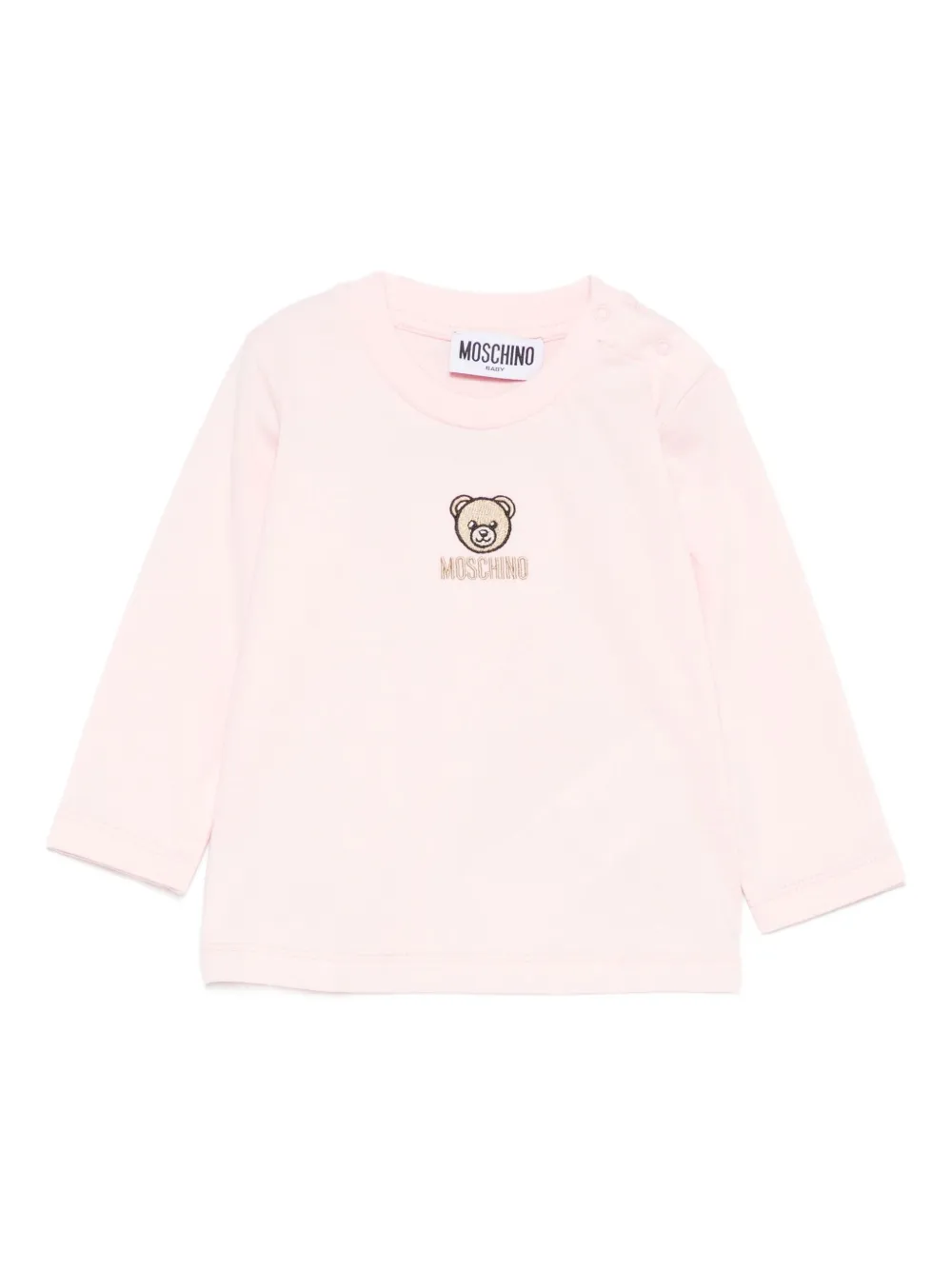 Moschino Kids Sweater met geborduurde teddybeer en lange mouwen Roze