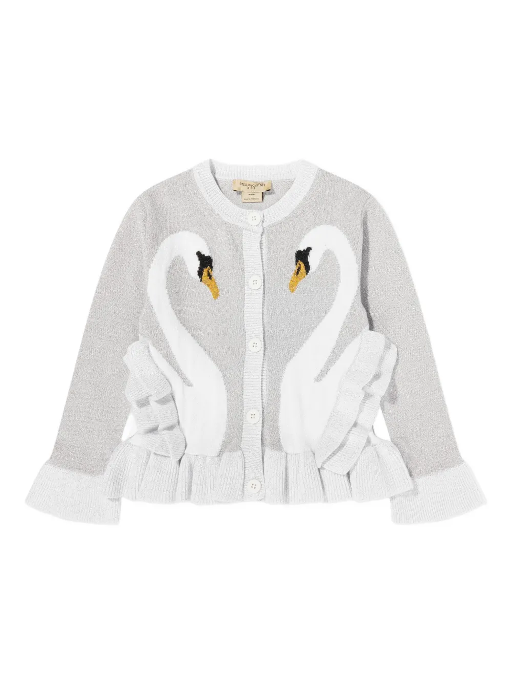 Stella McCartney Kids swan ruffled cardigan - Grigio