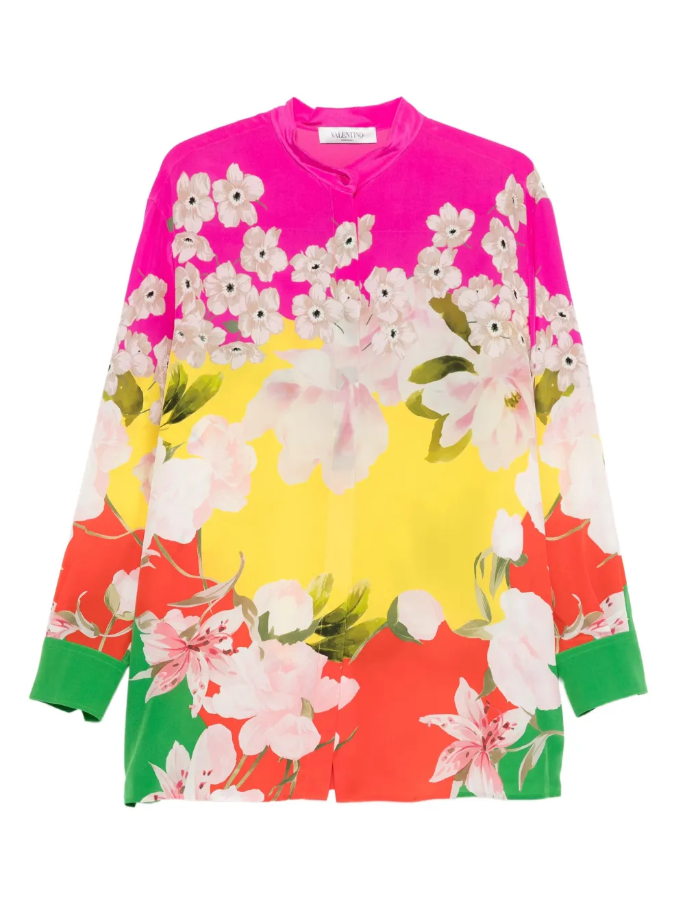 Valentino Garavani Pre-Owned 2020s floral-print silk shirt | Red | Image 1