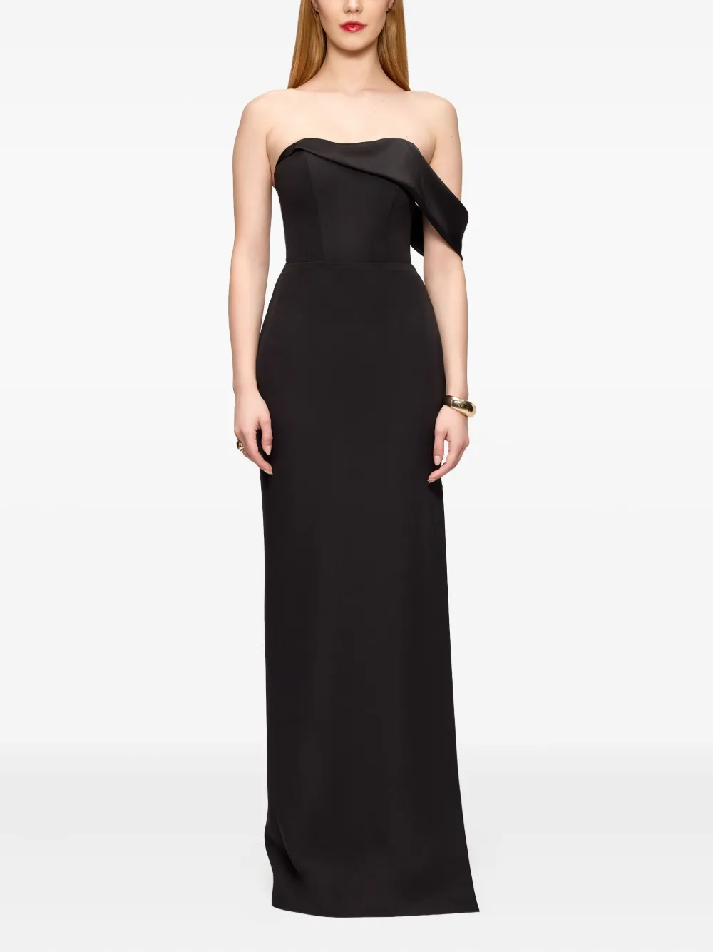 V:PM ATELIER Lya one-shoulder draped maxi dress - Zwart
