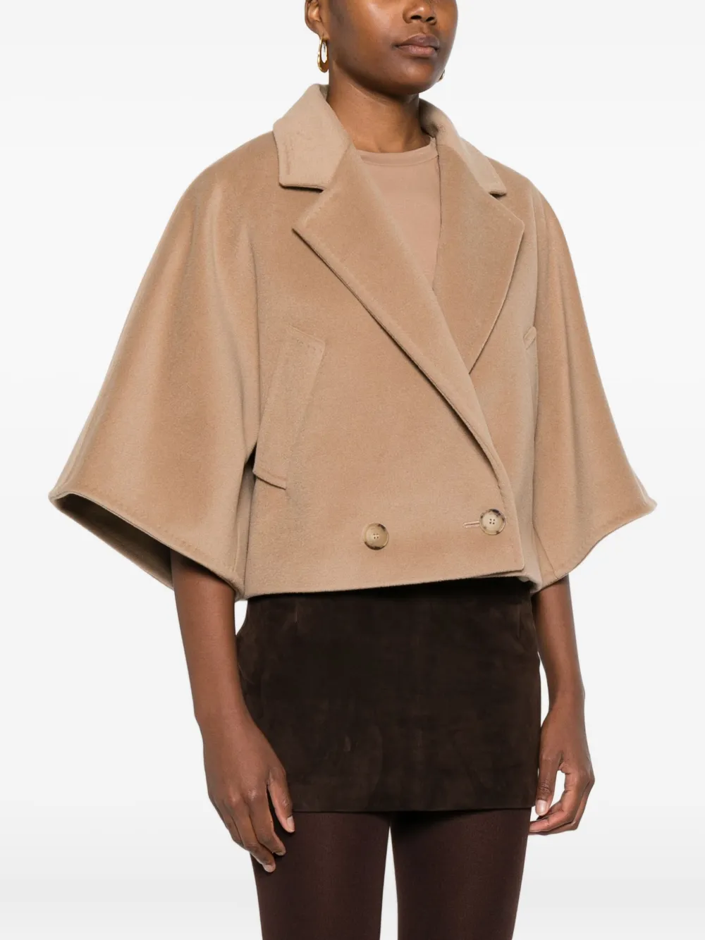 Max Mara Galea Double-breasted Cropped Jacket In Brown