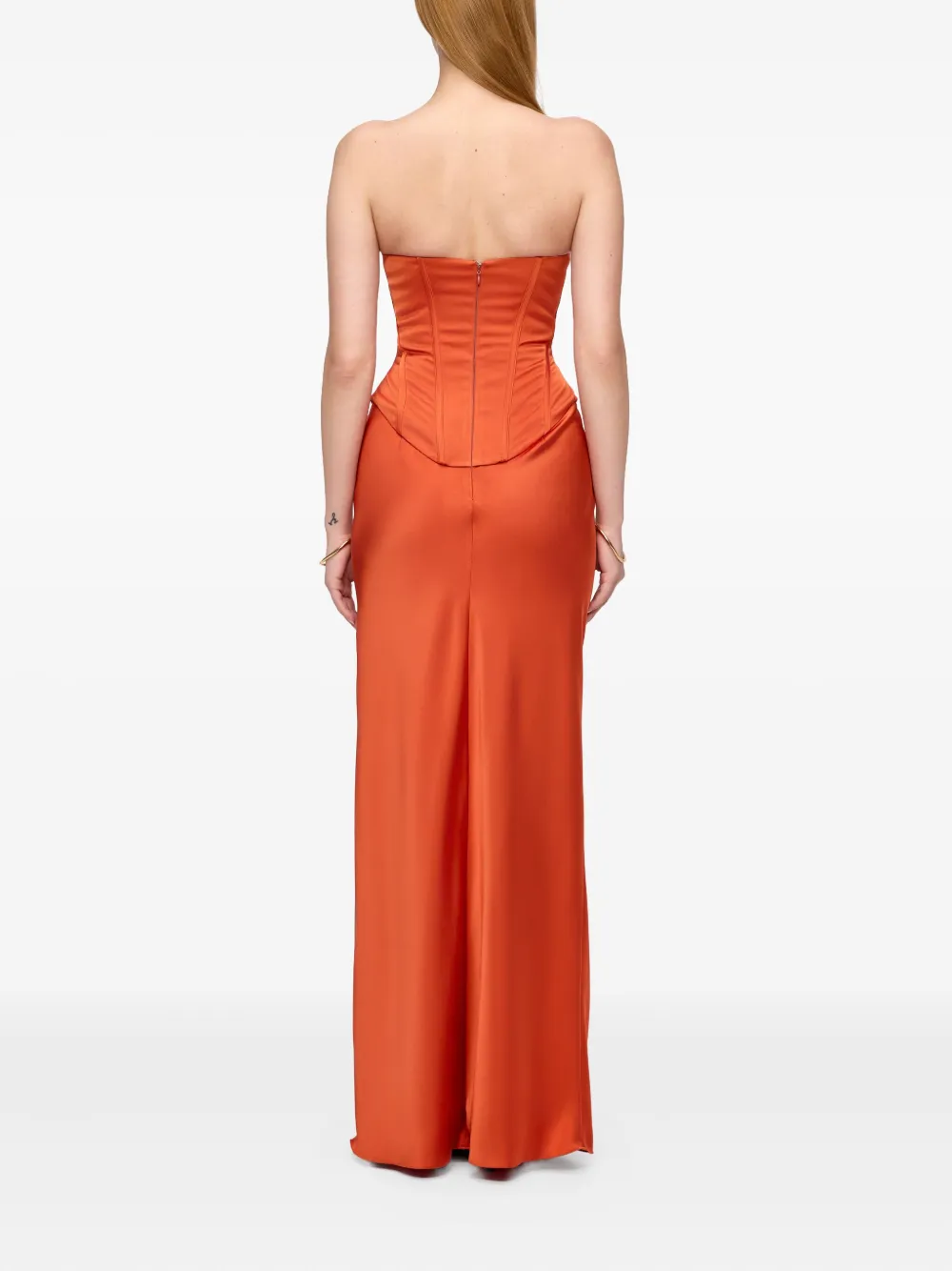 V:pm Atelier Sophia Corset-bodice Maxi Dress In Orange