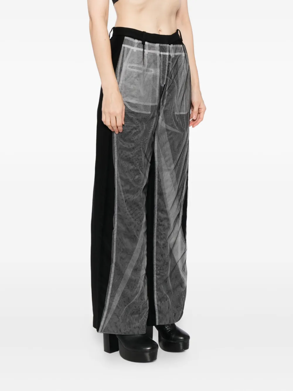 Quetsche Tulle-embellished Trousers In Black