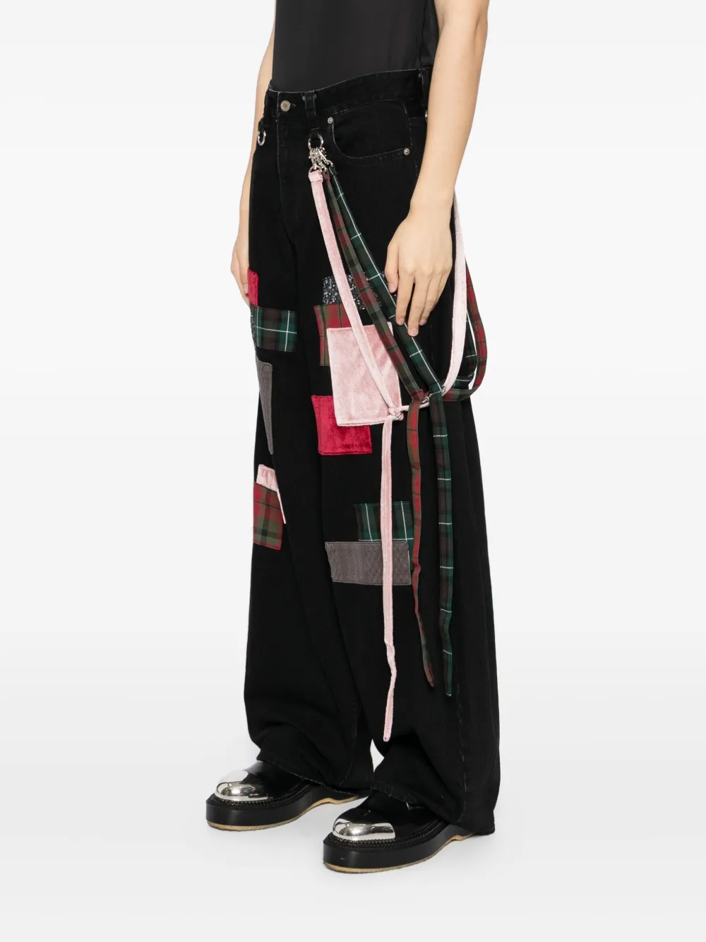Kidill Patchwork Ribbon Jeans In Black