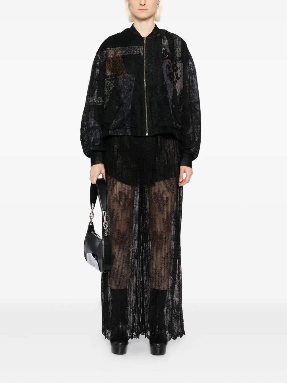 Quetsche semi-sheer lace bomber jacket | Varsity Jackets | Image 2