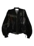 Quetsche semi-sheer lace bomber jacket - Black