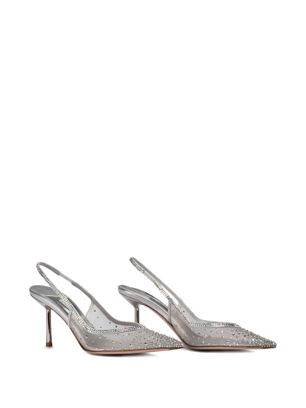 Le Silla 80 mm Nicole slingback pumps verfraaid met kristallen Zilver