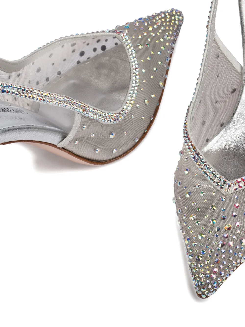 Le Silla 80 mm Nicole slingback pumps verfraaid met kristallen Zilver