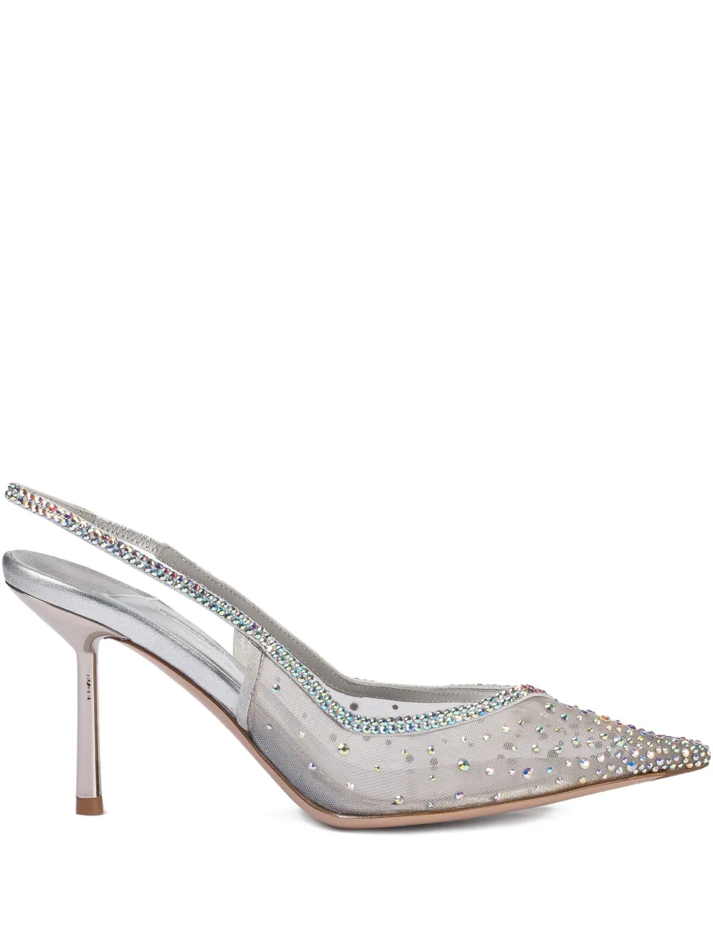 Le Silla 80 mm Nicole slingback pumps verfraaid met kristallen Zilver