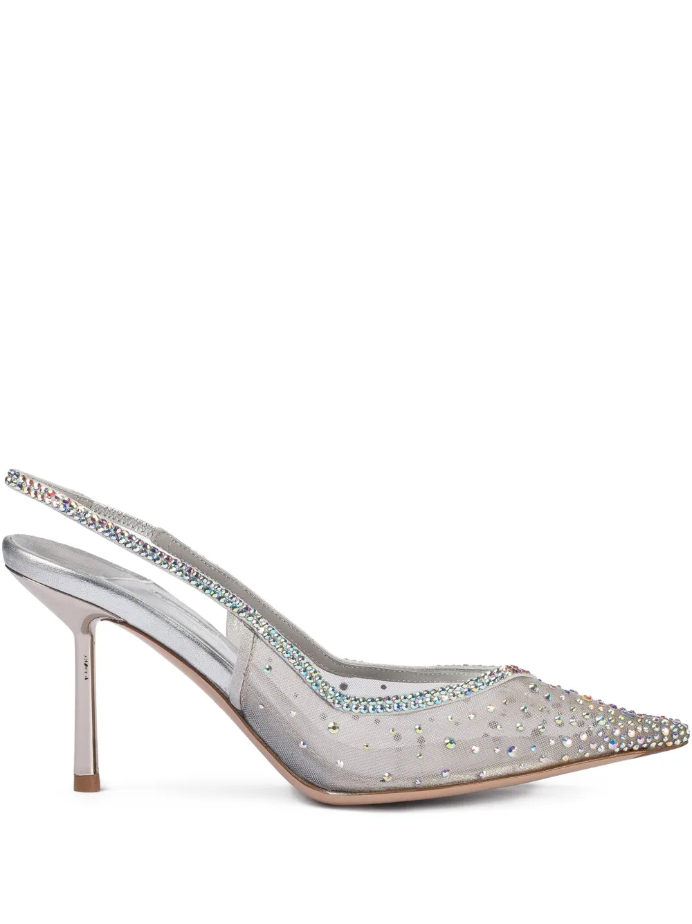 Le Silla 80mm Nicole crystal-embellished slingback pumps Silver
