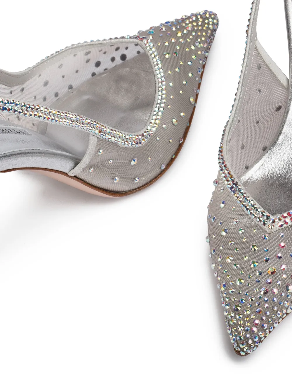Le Silla 80mm Nicole crystal-embellished slingback pumps Silver
