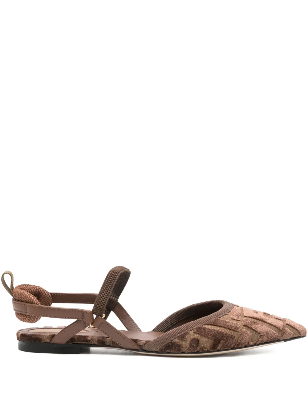 FENDI FF-patterned slingback pumps Brown